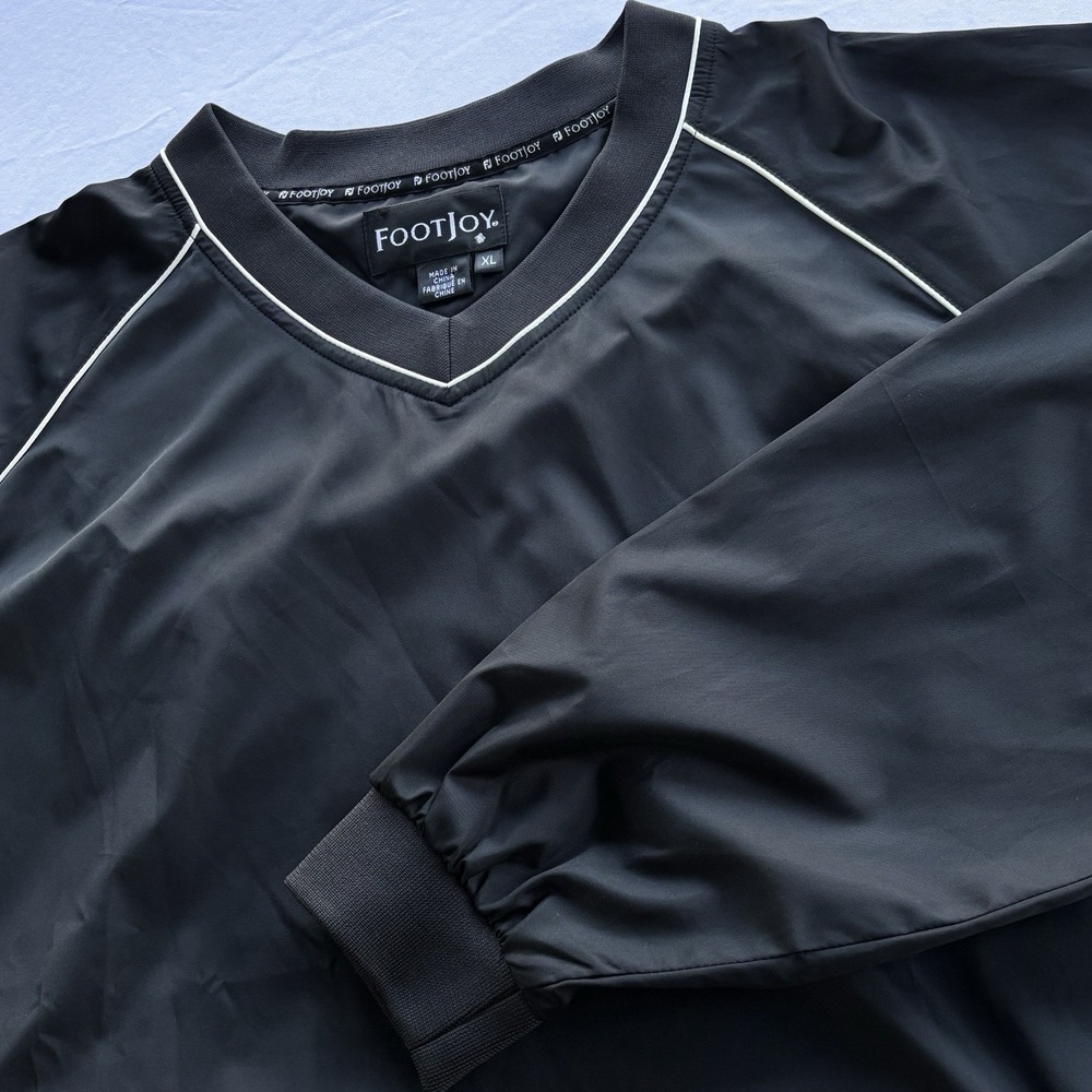 Footjoy‎ Mens Pullover Golf Windbreaker Black V- Neck Long Sleeve Size XL